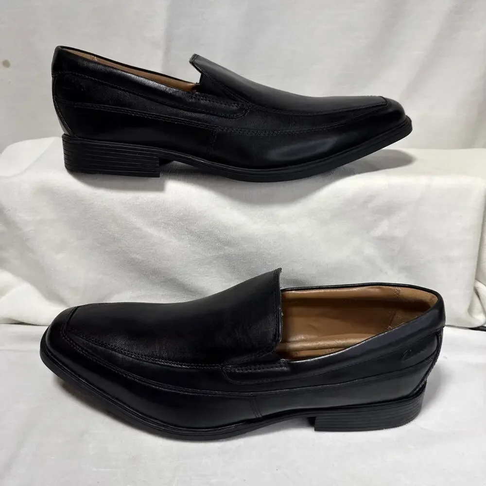 Clarks Shoes Mens 11.5W Tilden Free Loafers Black Leather Square Toe Casual Low